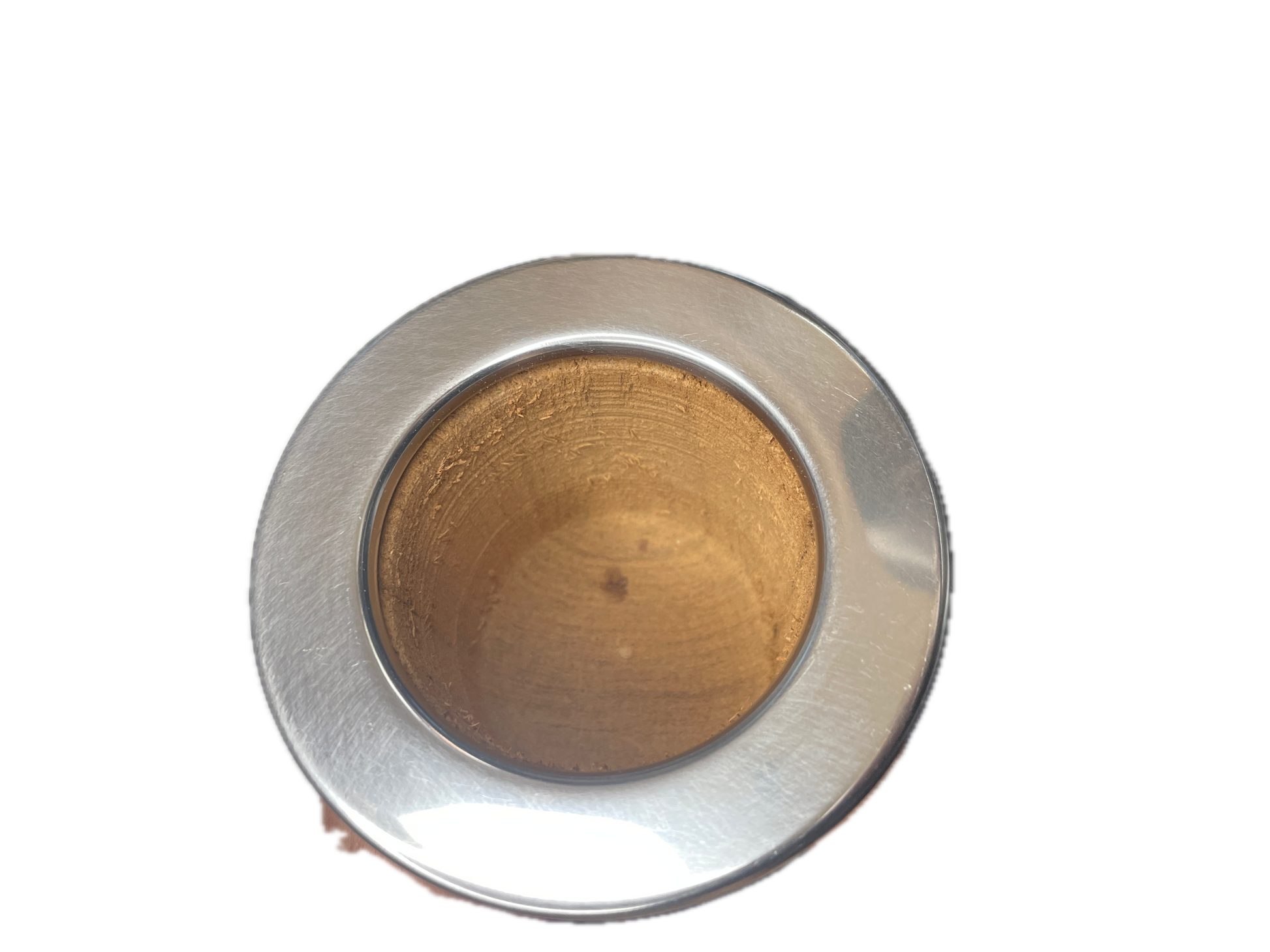 Mate Camionero de copa en madera de algarrobo con aro de acero inoxidable