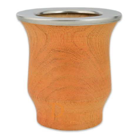 Mate Camionero de copa en madera de algarrobo con aro de acero inoxidable