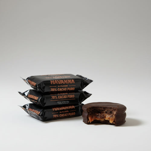 alfajor de chocolate 70 % cacao Havanna